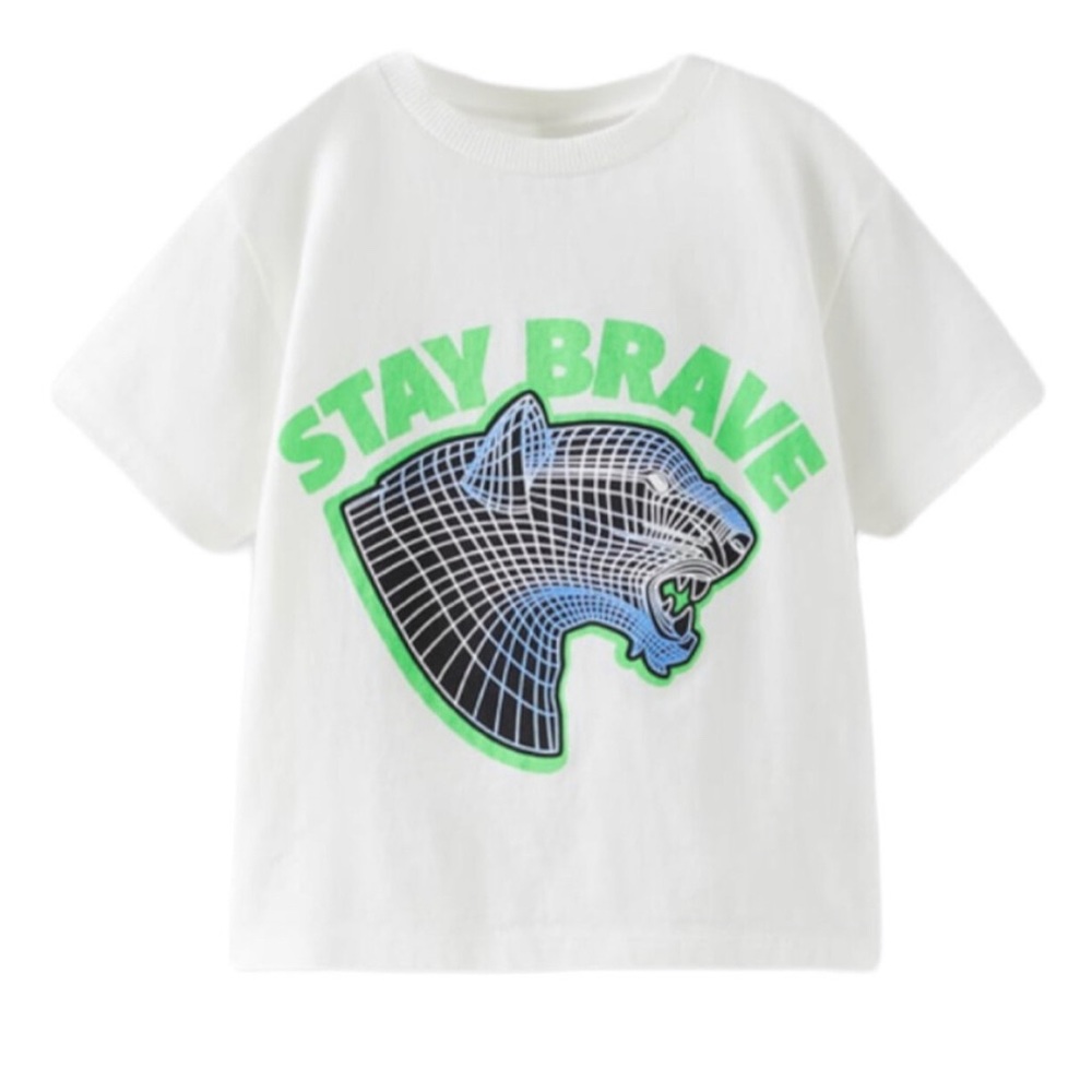 NWT ZARA PUMA PRINT WHITE TECHNICAL T-SHIRT SIZE 18-24M